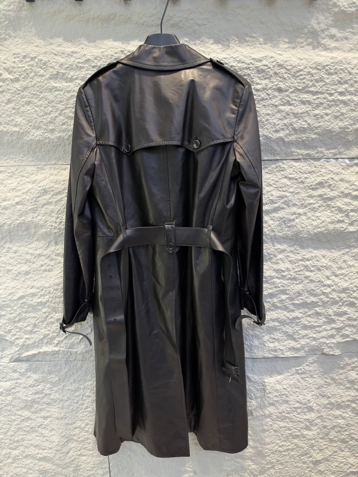 Prada Black Xiao Uang Pi W Lambskin Trench Coat