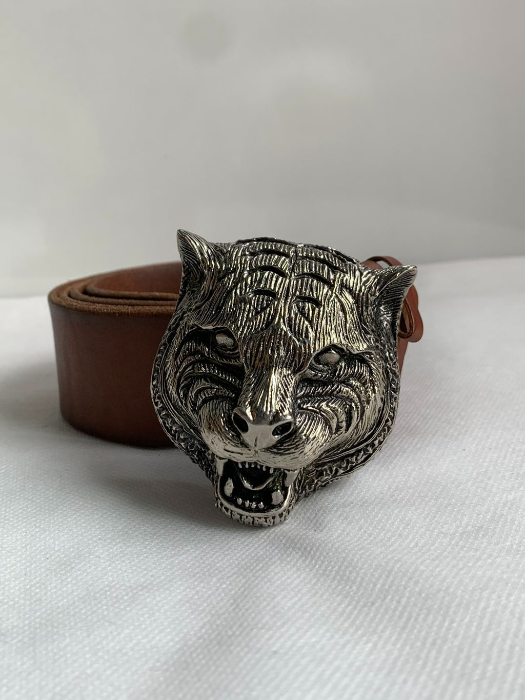 Gucci Brown Tiger Head Leather Belt