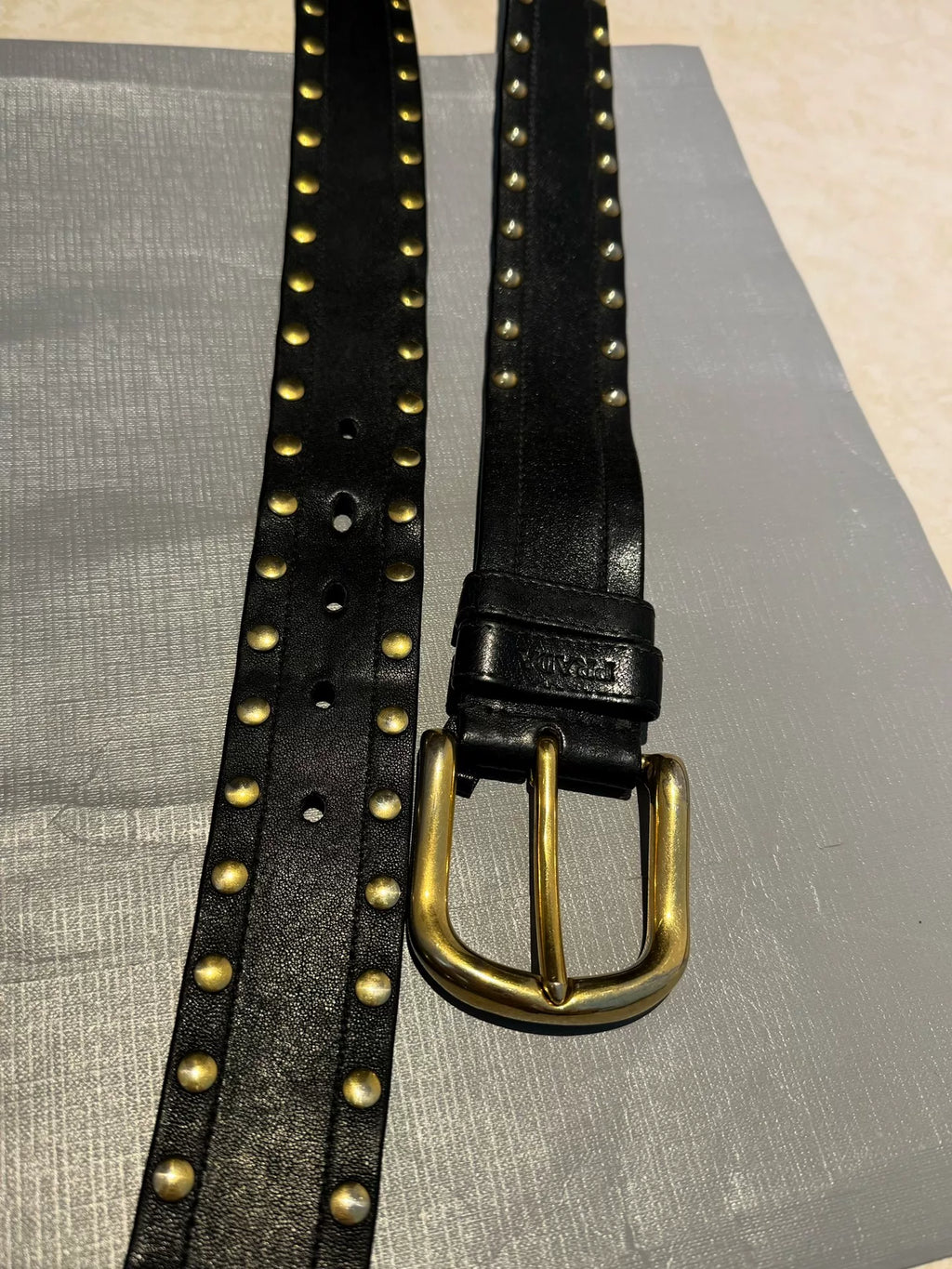 Prada Distressed Rivet Punk Belt