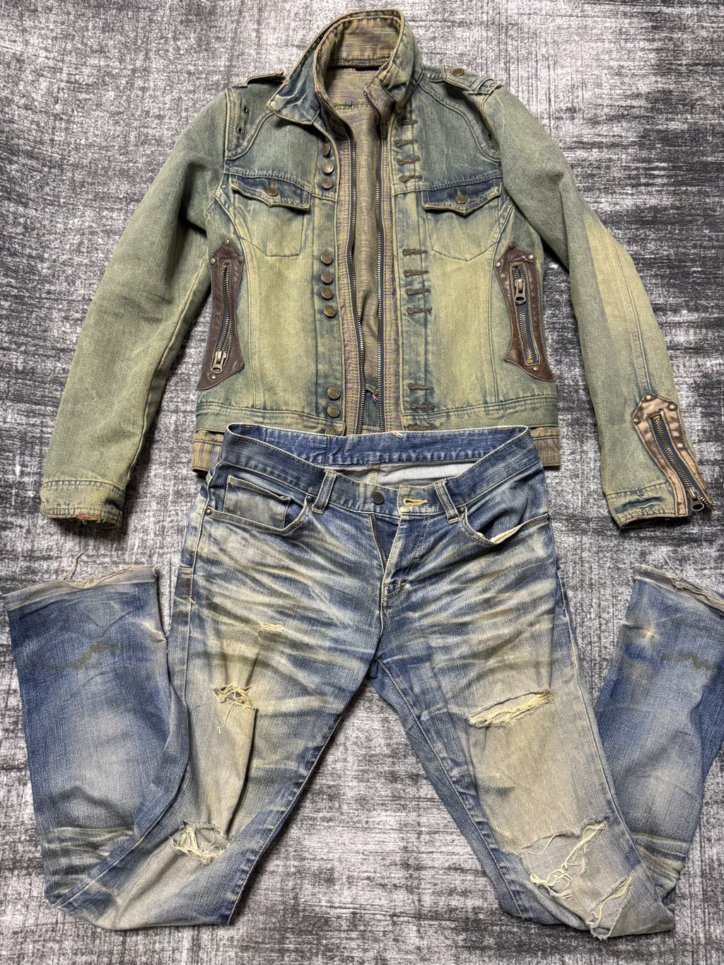 LGB-style vintage Japanese brand TRIXY washed epaulet denim jacket