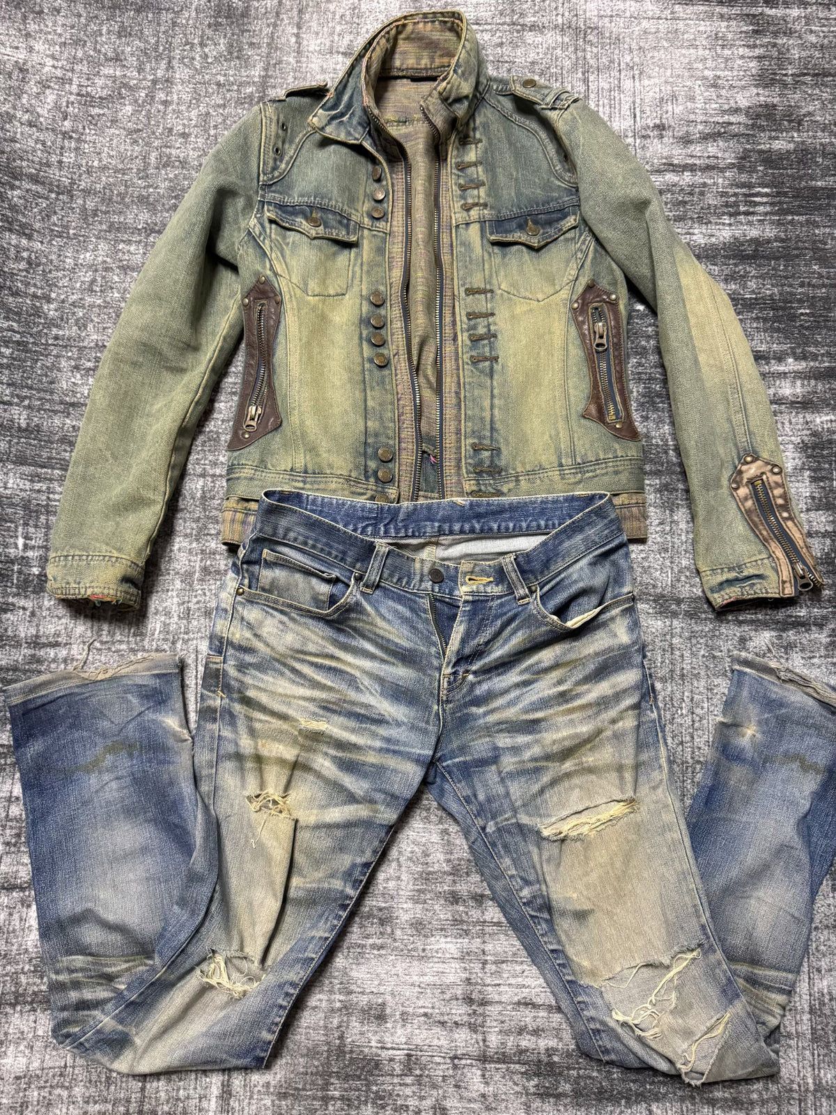 LGB-style vintage Japanese brand TRIXY washed epaulet denim jacket