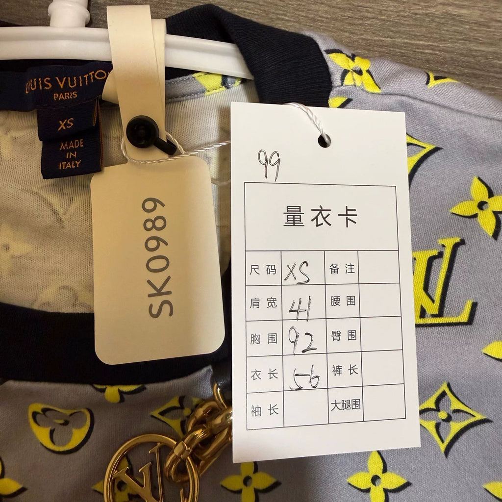 Louis Vuitton Fluorescent Yellow Chain Print Short Sleeve Top