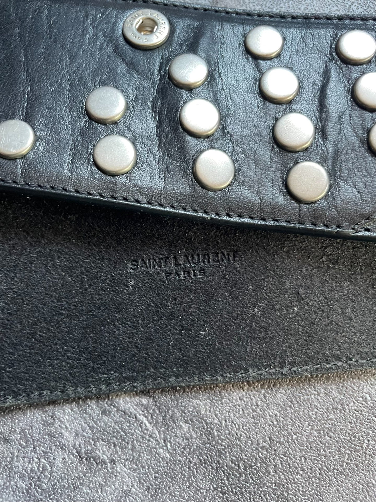 Saint Laurent Multi-Zipper Studded Biker Black Belt
