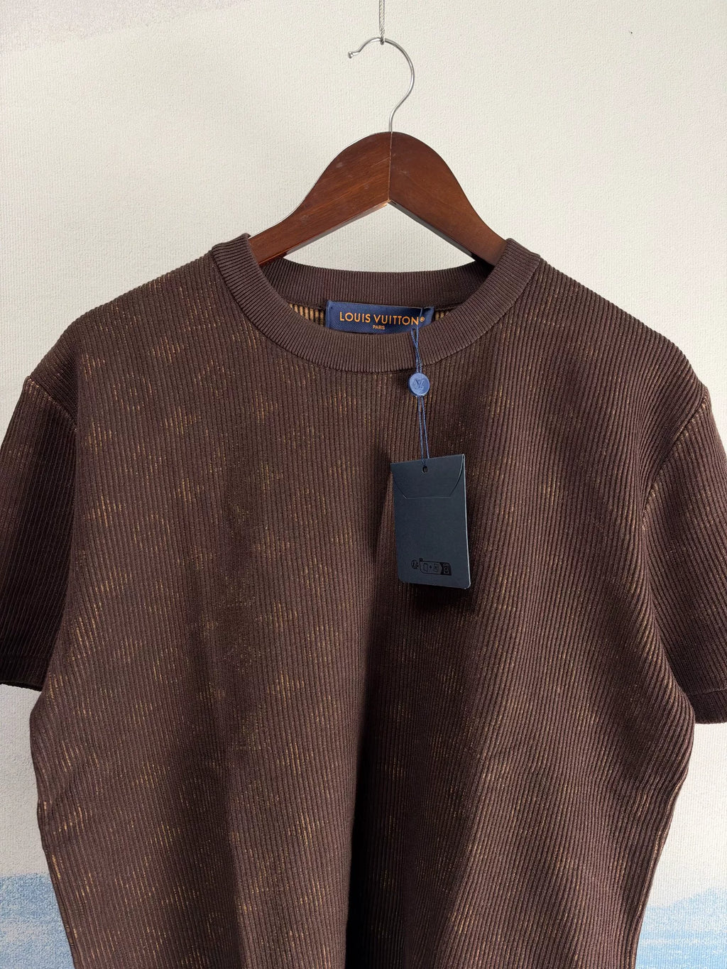 Louis Vuitton FW26 Brown Tonal Monogram Knit Short Sleeve Top