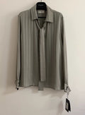 Saint Laurent 22FW Runway Silk Silver Striped Shirt