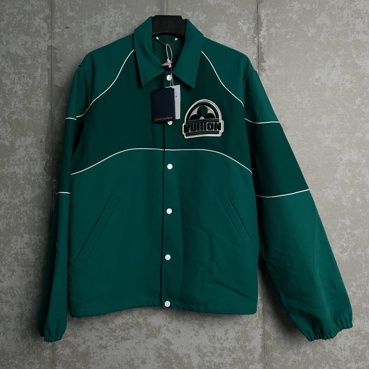 Louis Vuitton Dark Green Three-Flower Embroidered Logo Jacket