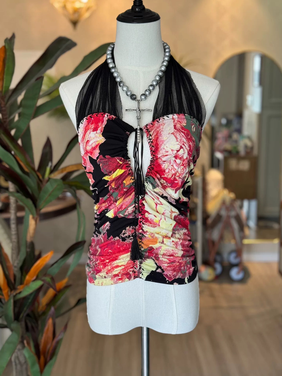 jean paul gaultier Gaultier JPG floral print halter strap top