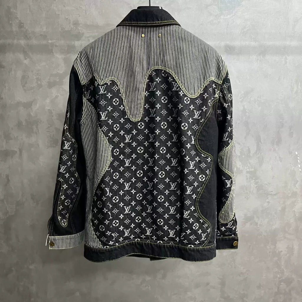 Louis Vuitton Black Deconstructed Monogram Denim Jacket