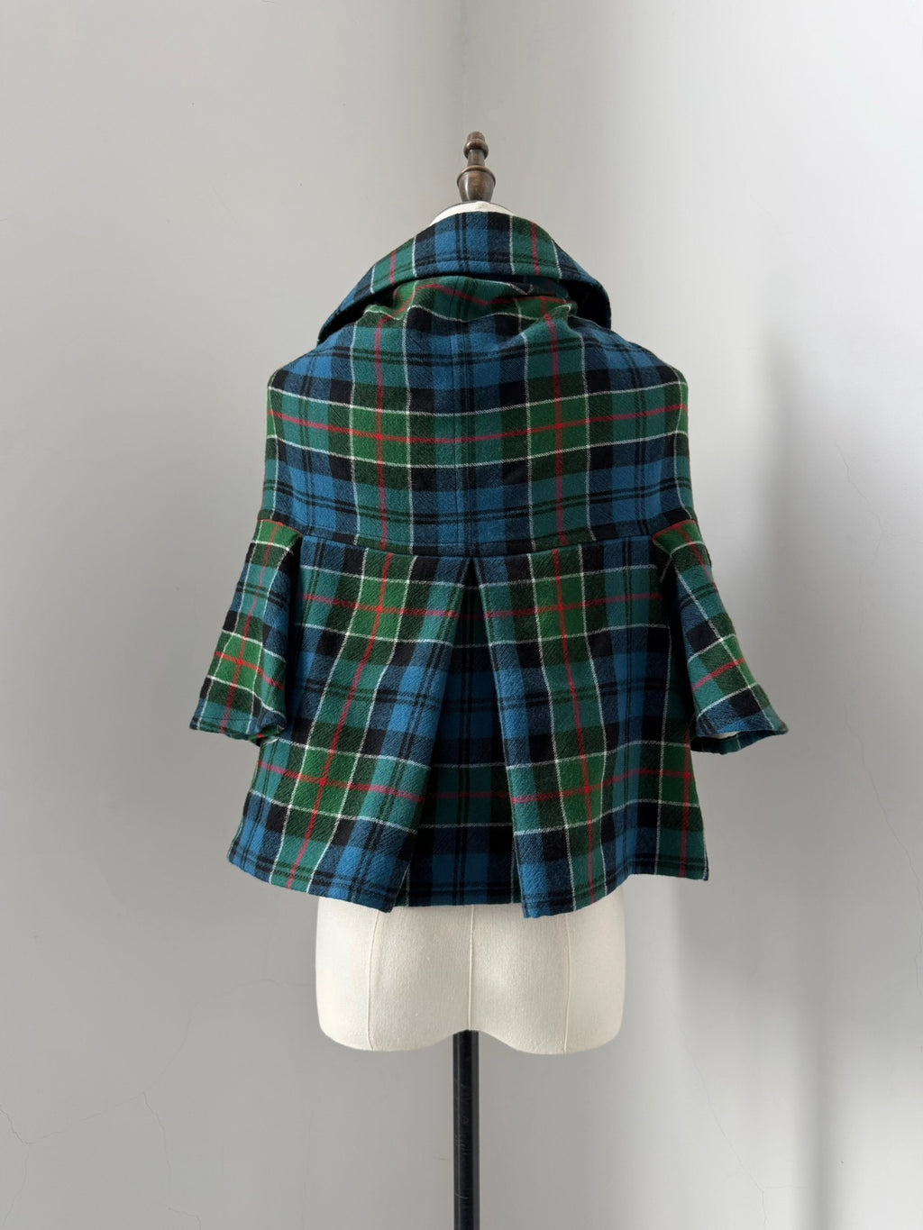 Comme Des Garcons Plaid Top Wool Cape Coat