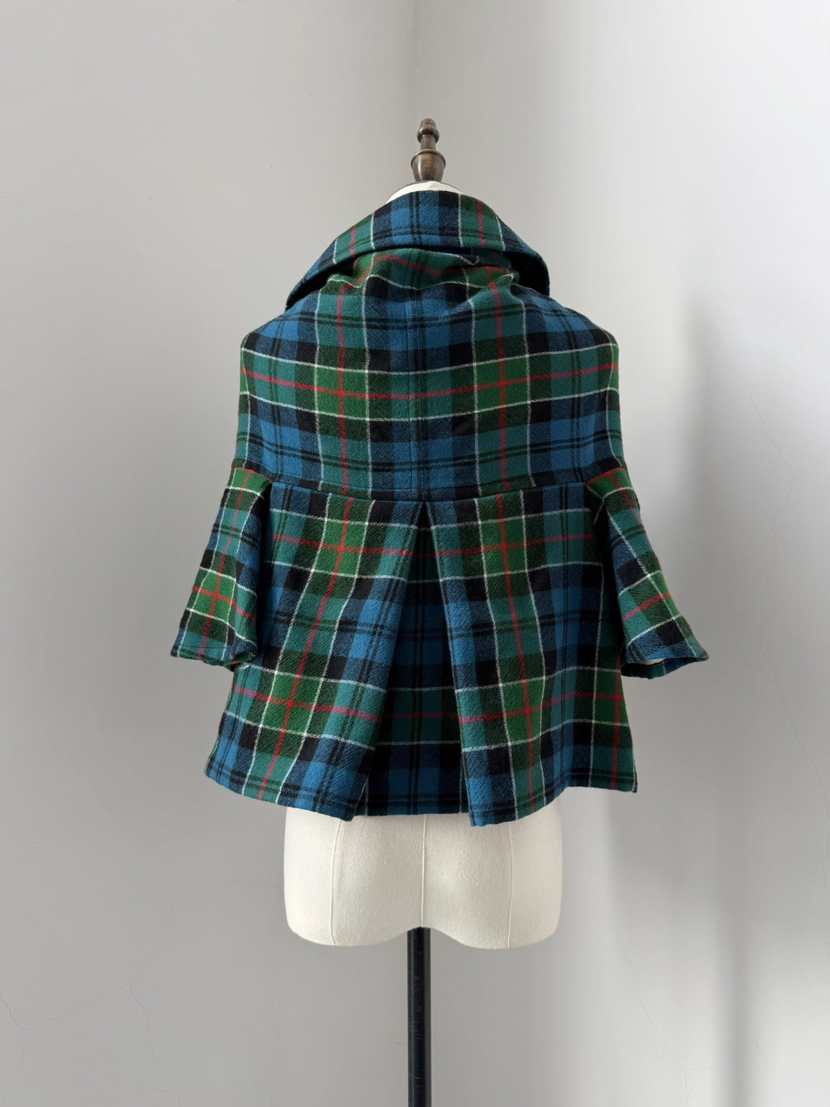Comme Des Garcons Plaid Top Wool Cape Coat
