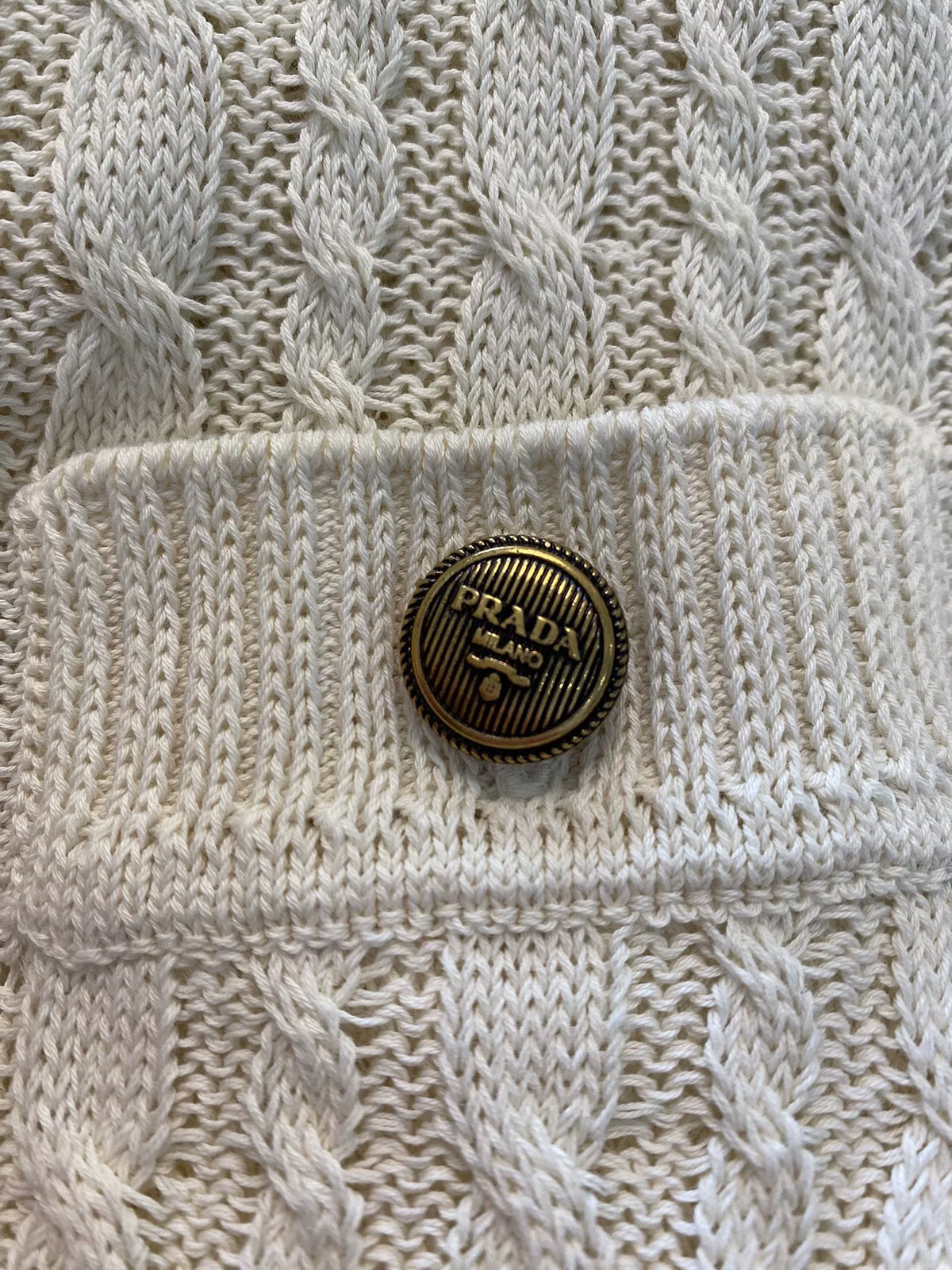 Prada Off-White Cable Knit Cotton Dress