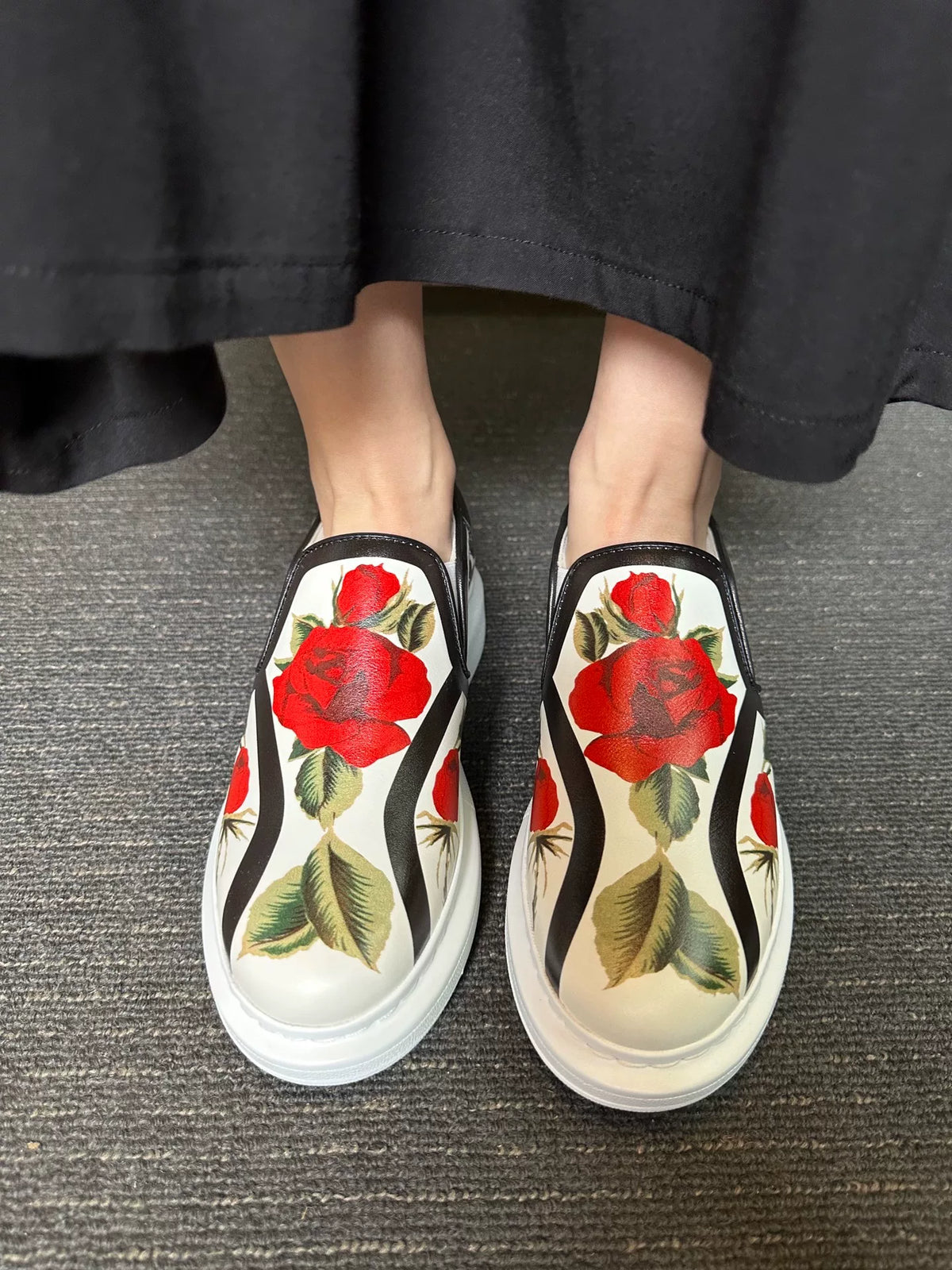 Alexander McQueen SS17 White Floral Print Platform Sneakers