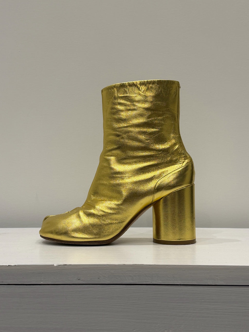 Maison Martin Margiela FW18 Liquid Gold Leather Tabi Shoes
