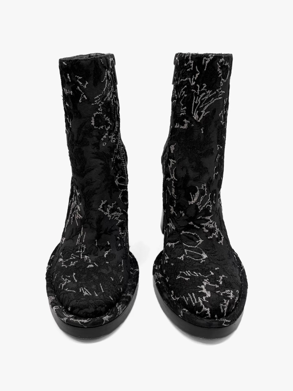Ann Demeulemeester SS15 Fabric Embroidered Arc Heel Boots
