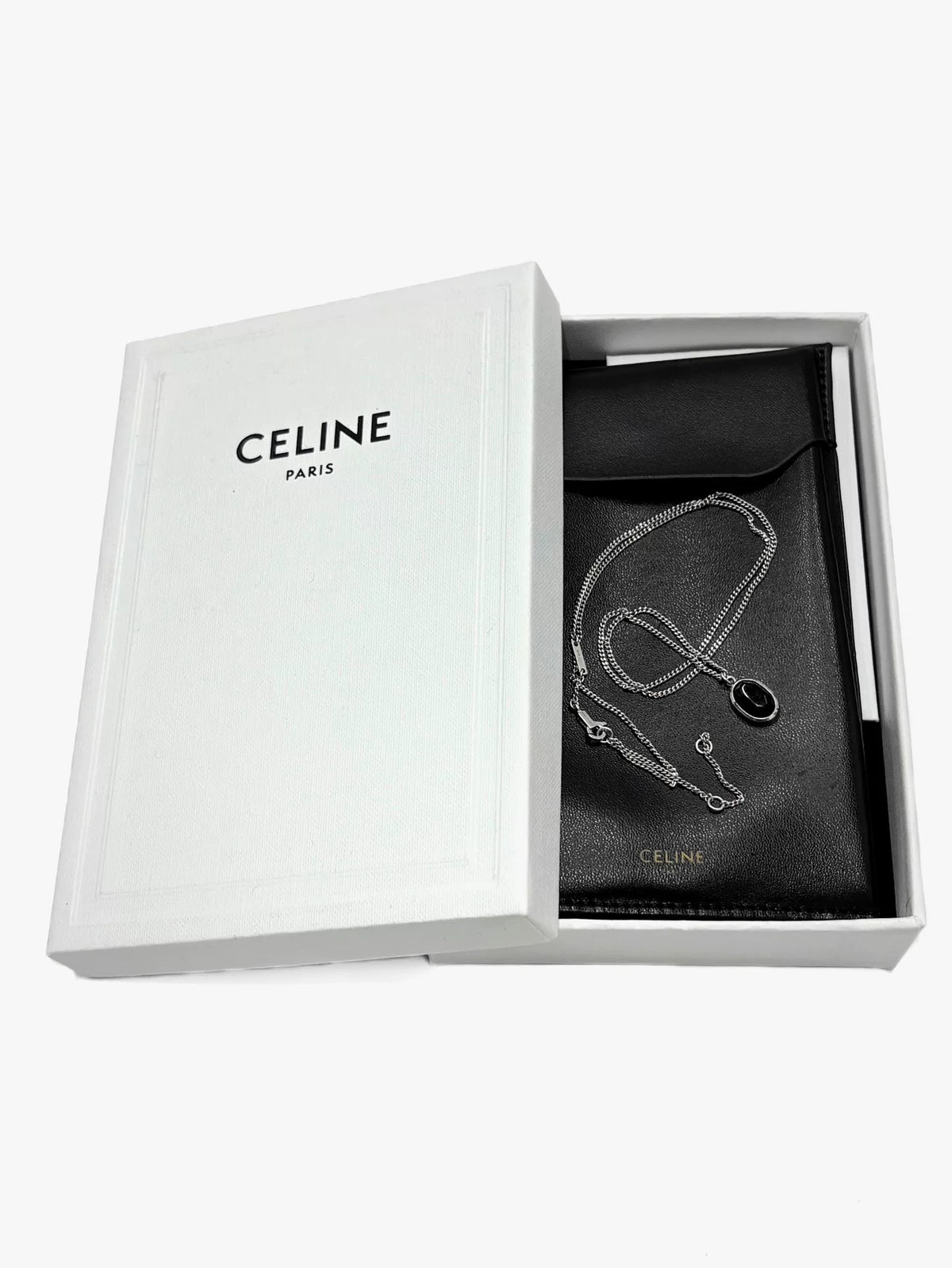 Celine Black Onyx 925 Silver Necklace by Hedi Slimane
