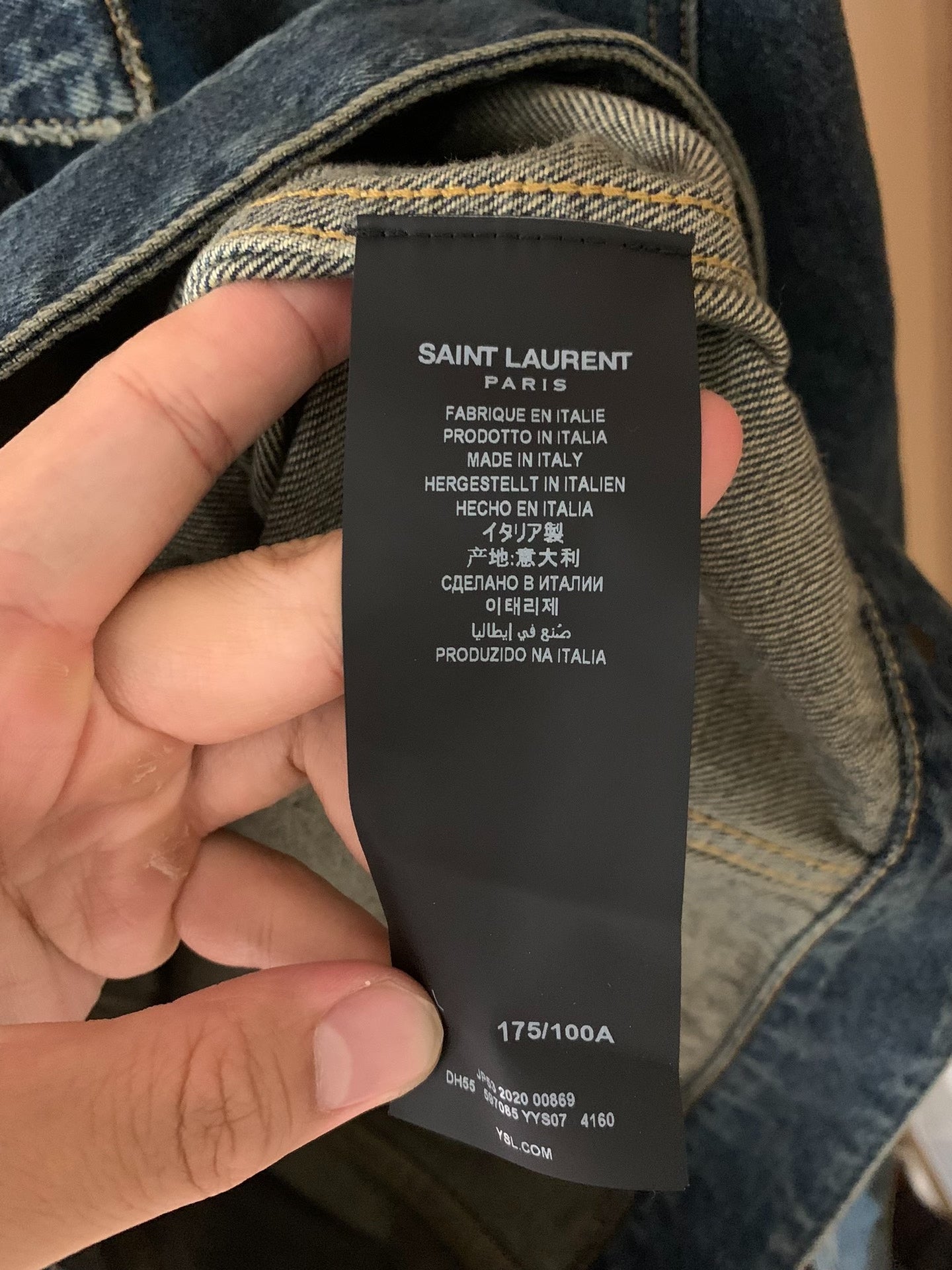 Saint Laurent SS15 21SS Blue Denim Distressed Jacket