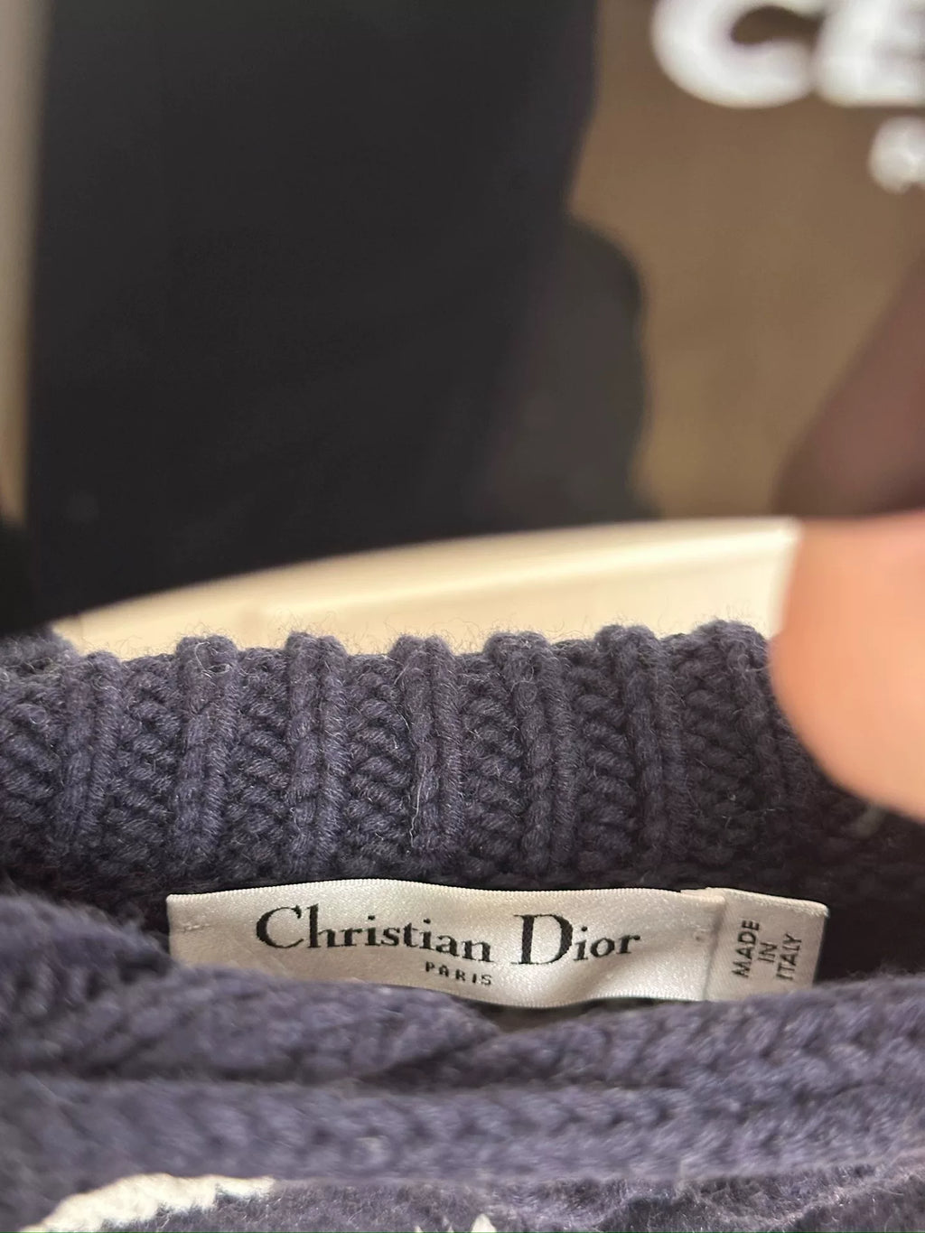 Dior Navy Blue Striped Knit Sweater