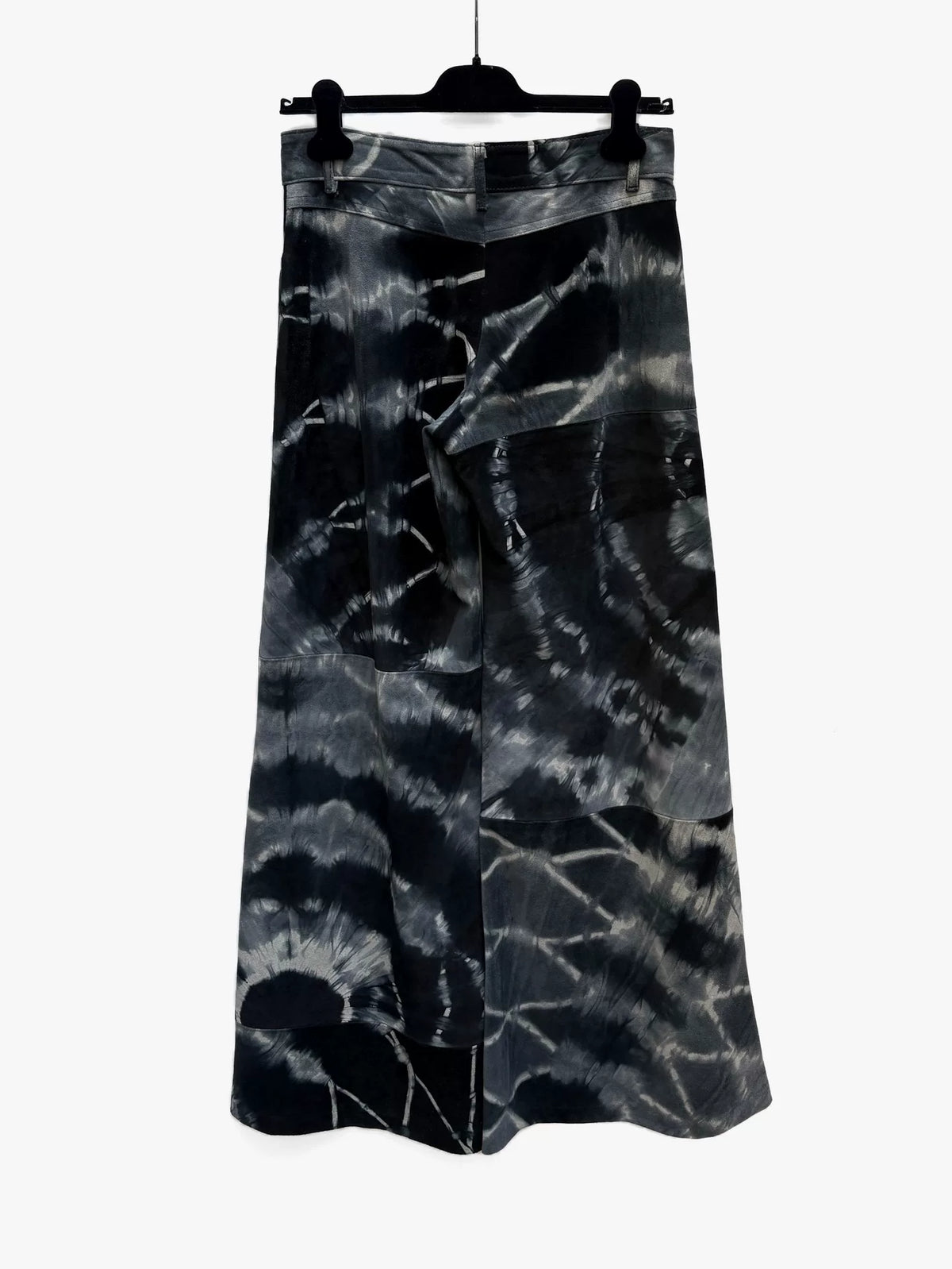 Ann Demeulemeester SS01 Runway Suede Tie-Dye Floor-Length Wide-Leg Pants