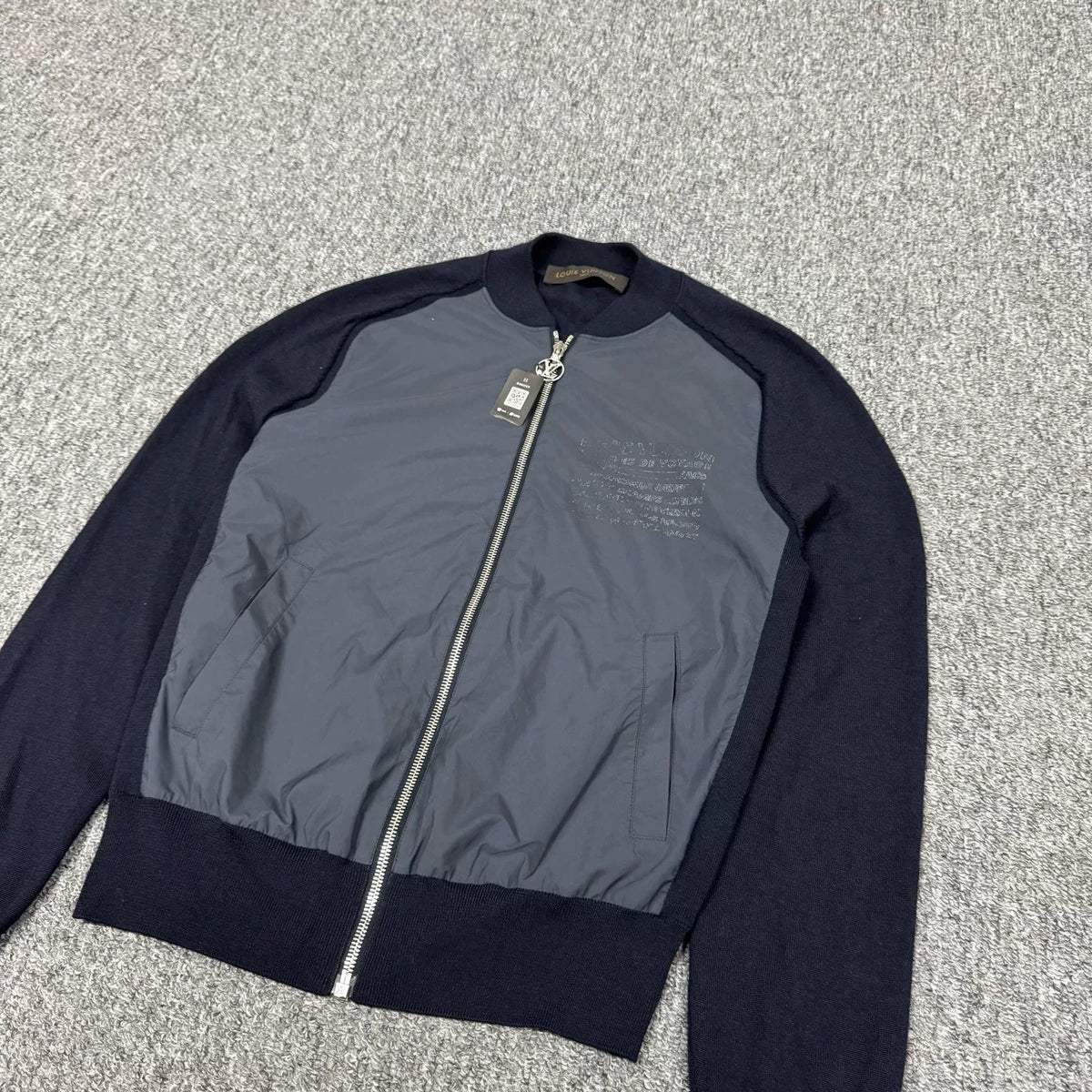Louis Vuitton LV monogram logo knit patchwork zip-up jacket