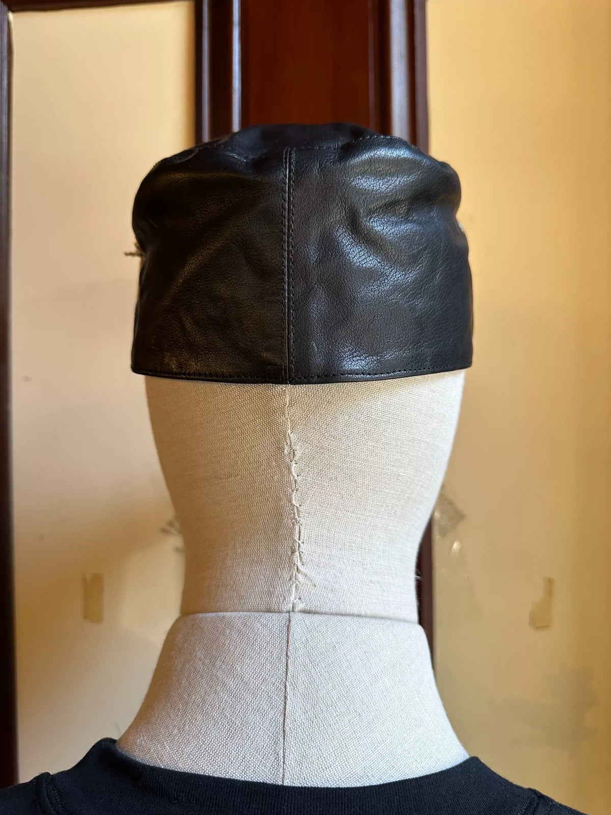 Guidi SS17 Black Kangaroo Leather Linen-Lined Cap