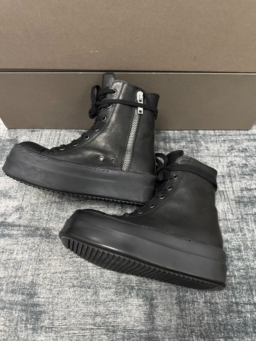 Rick Owens Black High-Top Sneakers