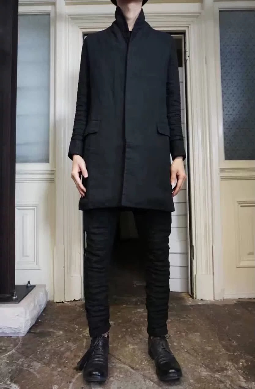 Layer-0 SS17 F.H Black H-Shape Linen Coat