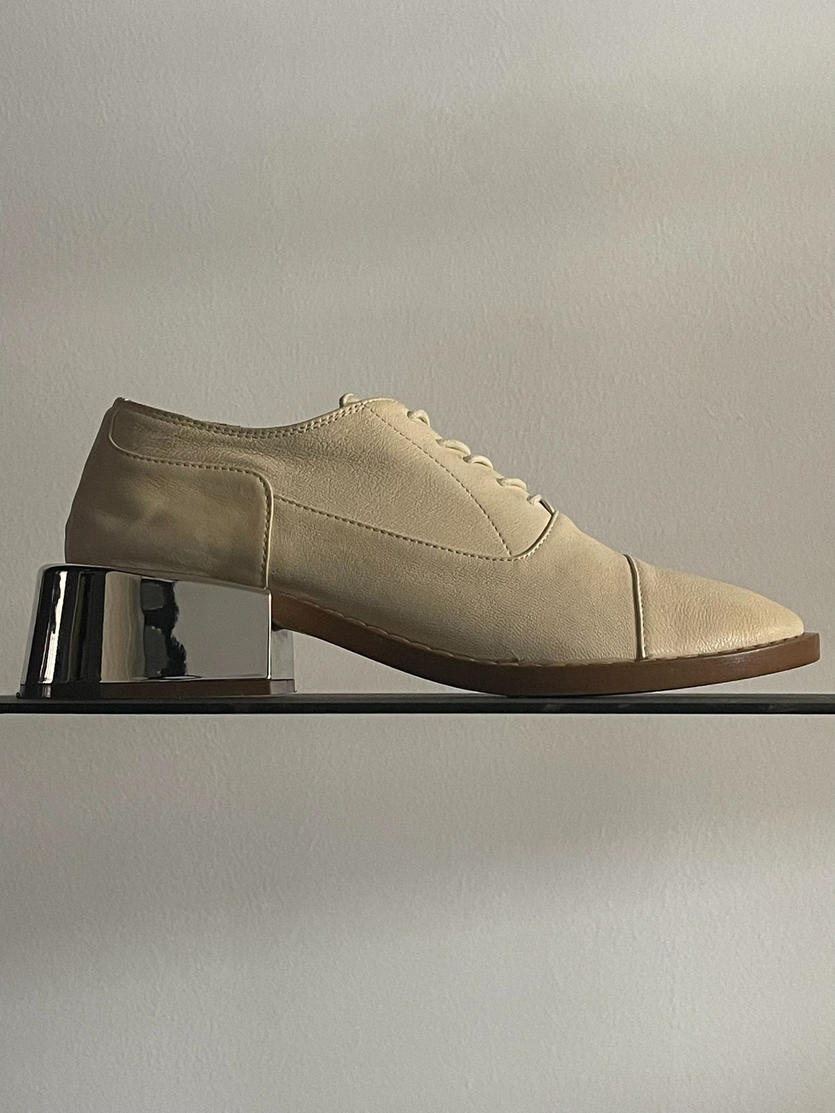 Maison Margiela Milky White Mirror Sole Lambskin Shoes