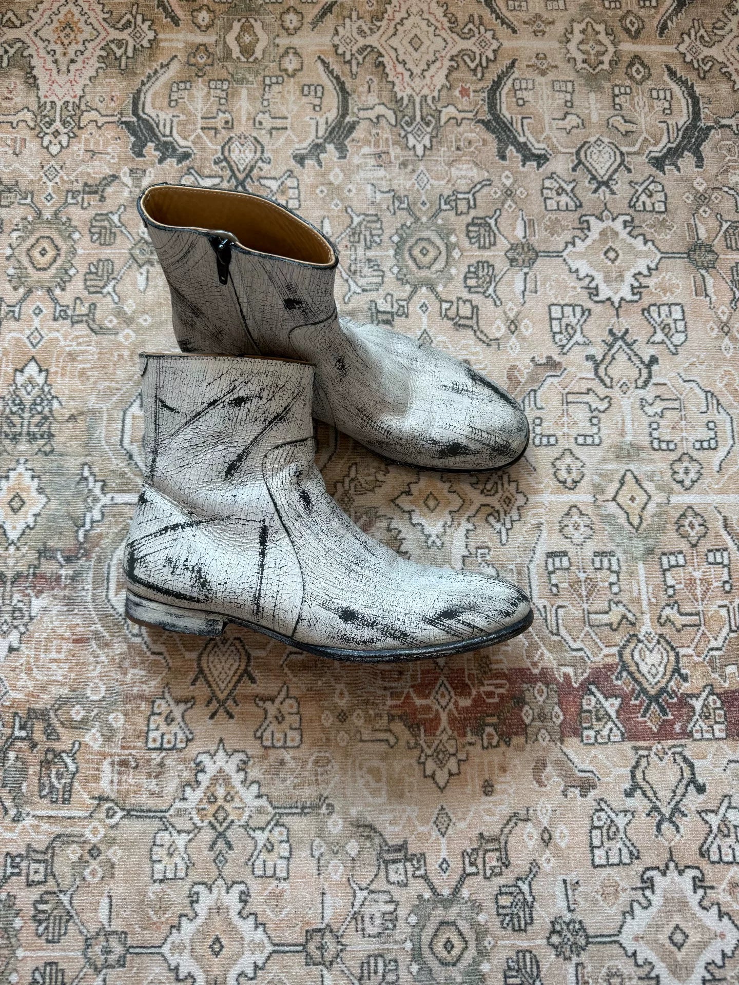 Maison Margiela White Painted Distressed Boots