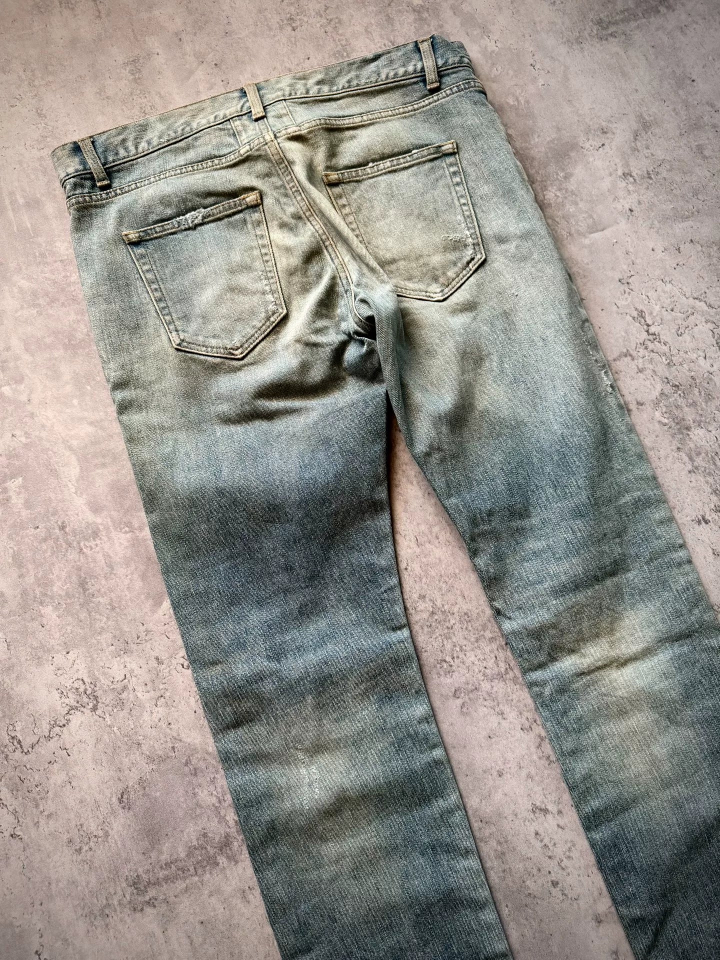 Saint Laurent Paris 16AW D02 Hedi Slimane Blue Distressed Denim Jeans by Hedi Slimane