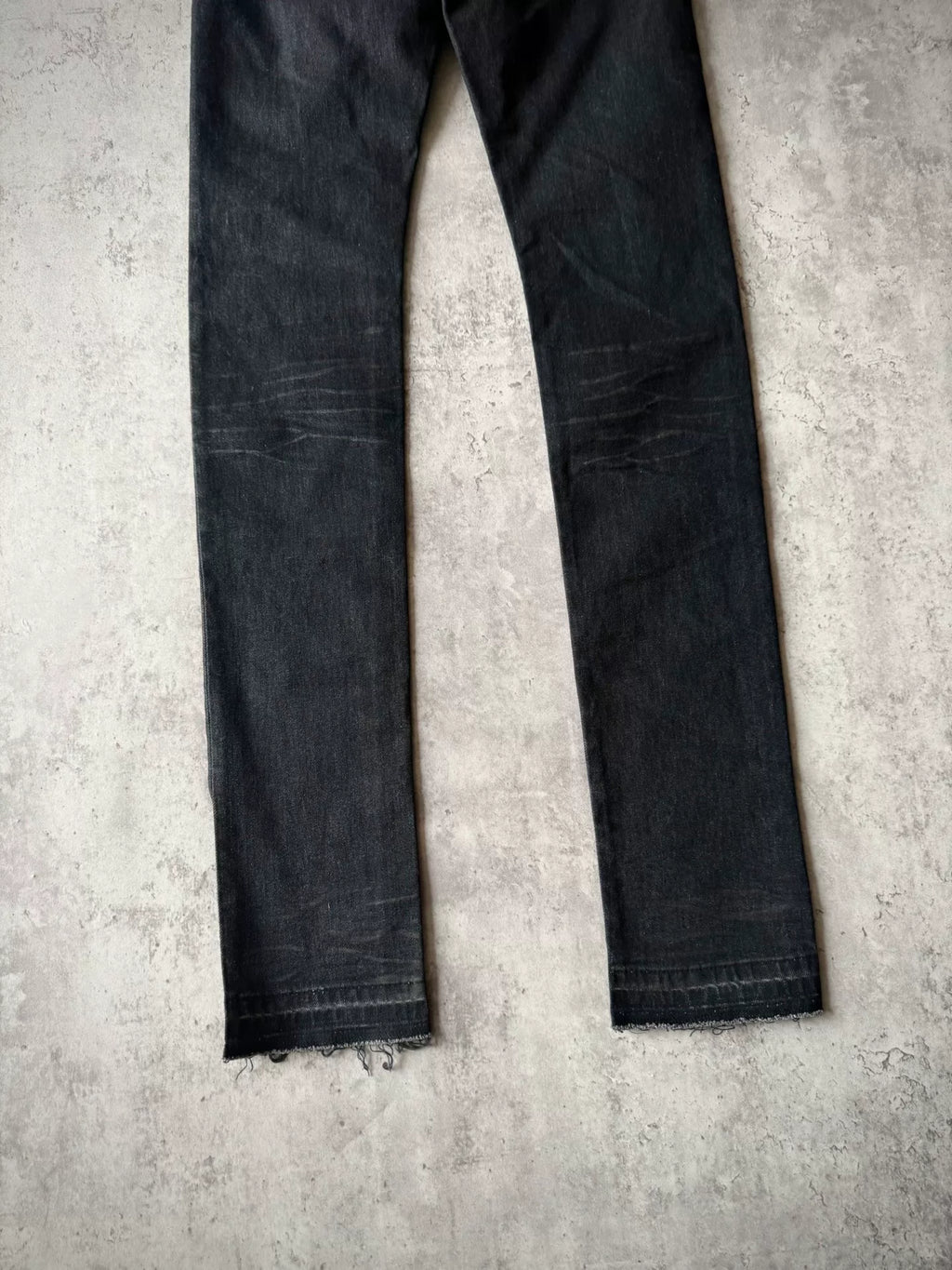 Saint Laurent Paris AW20 Black Washed Ghost Claw Raw Edge Denim Jeans
