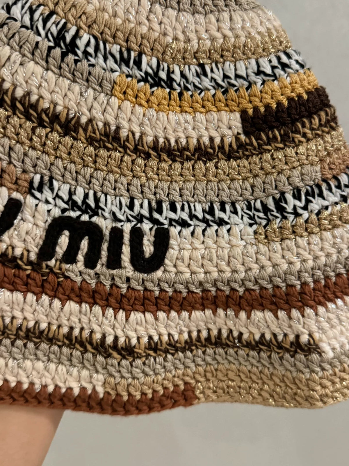 Miumiu Gold Woven Bucket Hat
