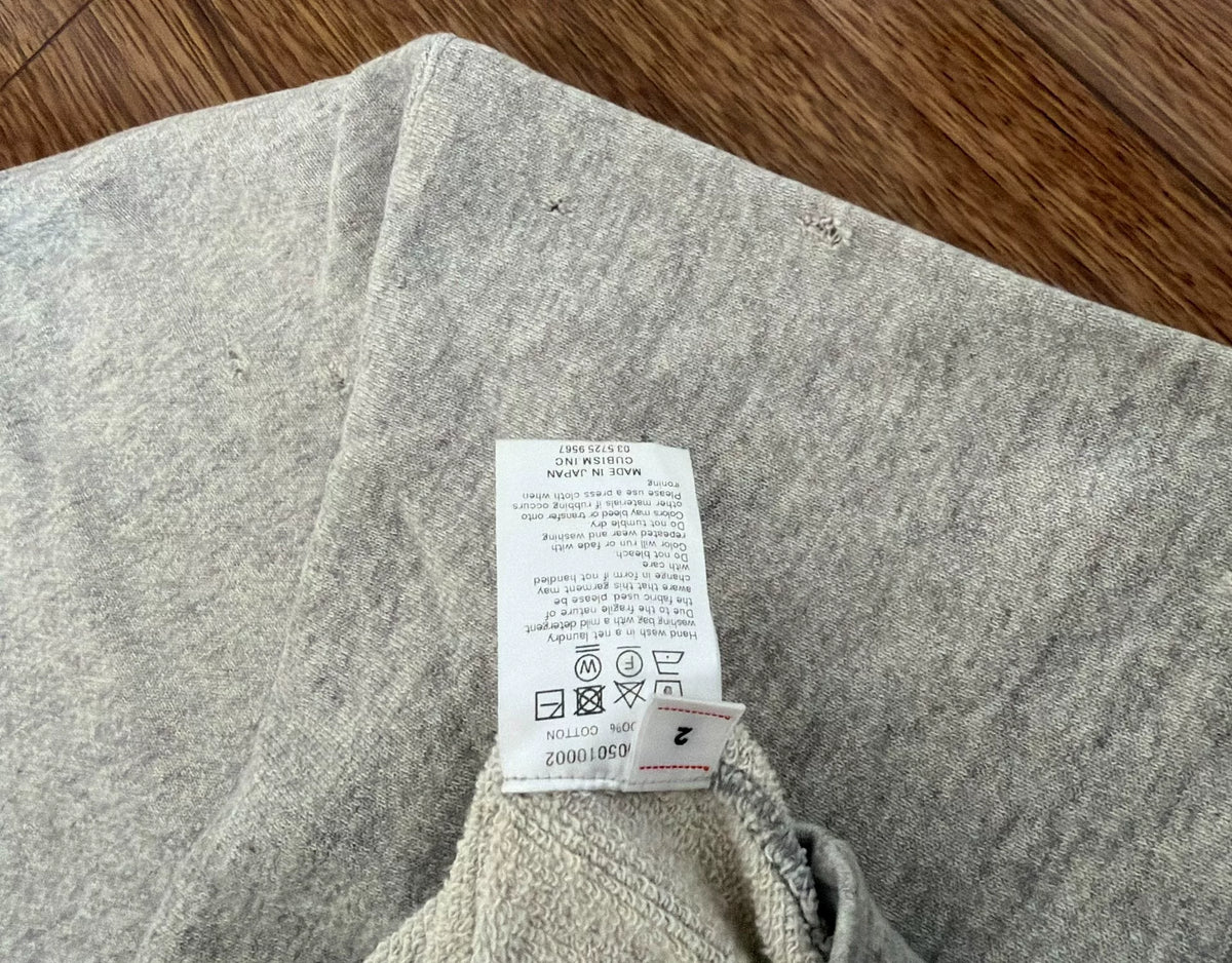 visvim Contrary Dept AMPLUS HOODIE P.O. CRASH Grey Distressed Cotton Hoodie