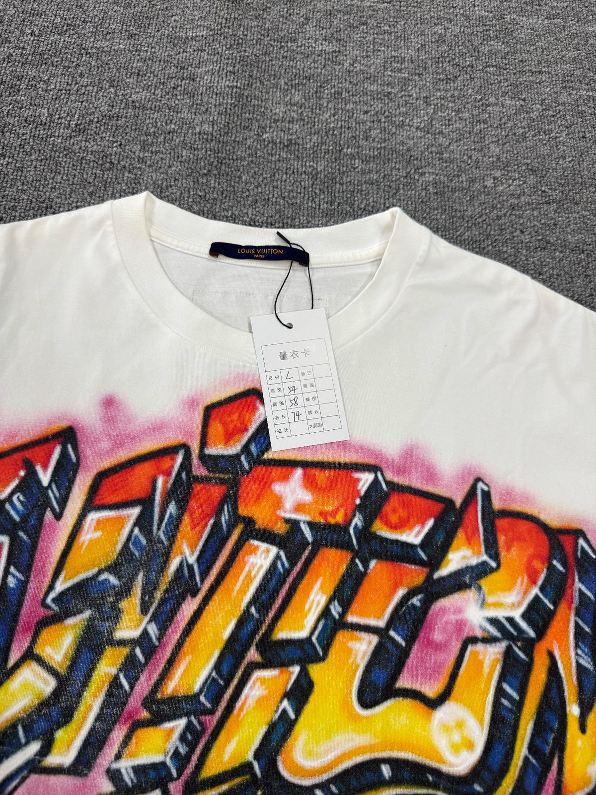 Louis Vuitton White Logo Graffiti Short Sleeve T-Shirt