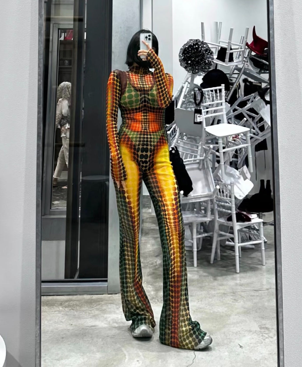 Jean Paul Gaultier Cyber Polka Dot Mesh Jumpsuit