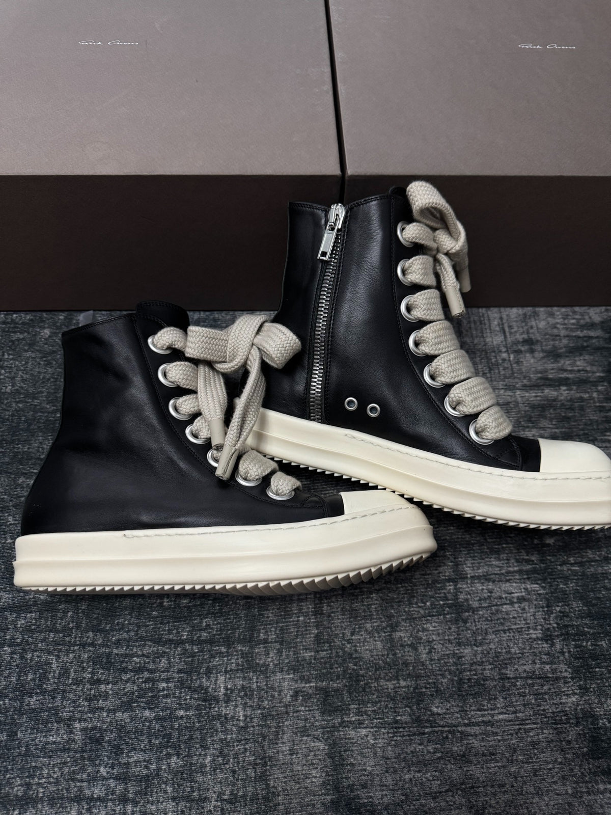 Rick Owens Thick-Lace High-Top Sneakers