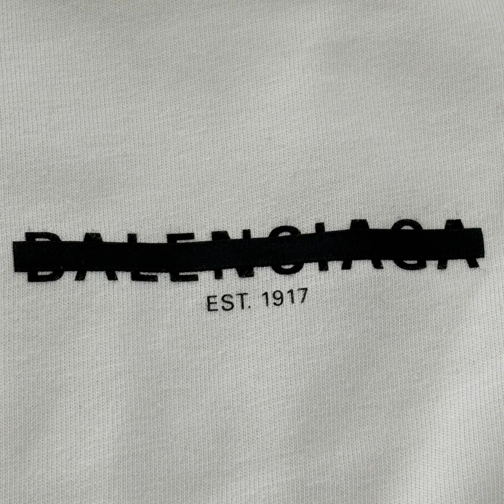 Balenciaga White Blocked Logo Letter Print Short Sleeve Top