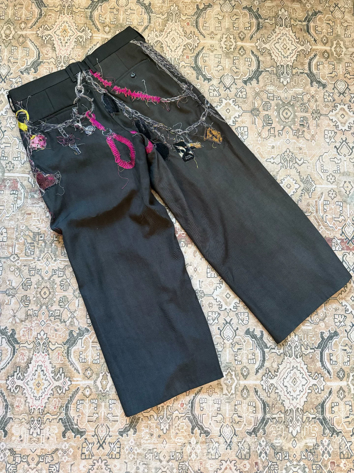 Doublet 25FW Limited Edition Black Chain Embroidered Trousers