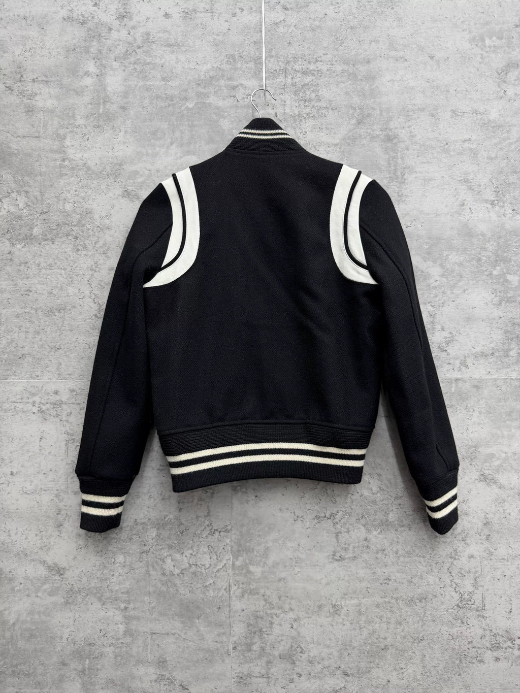 Saint Laurent Black White Color-Block Baseball Jacket