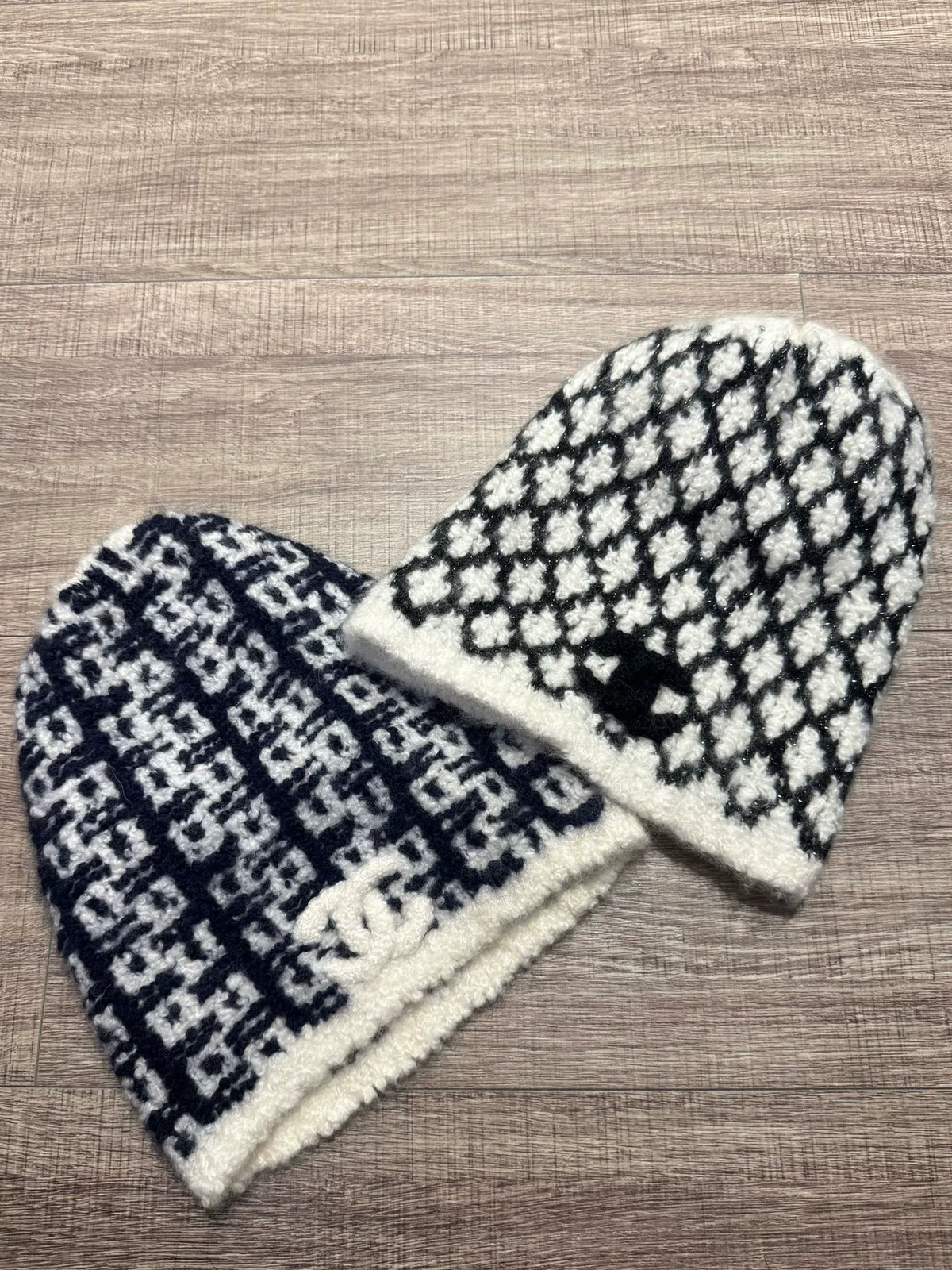 Chanel White Tweed Cashmere Beanie