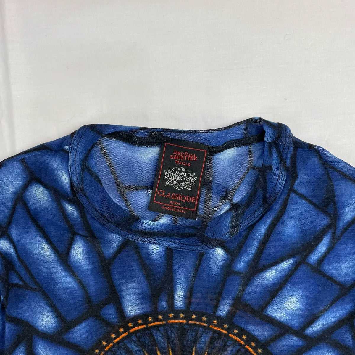 1998 Fall/Winter Jean Paul Gaultier Inuit Saint Stained Glass Mesh Tattoo Top