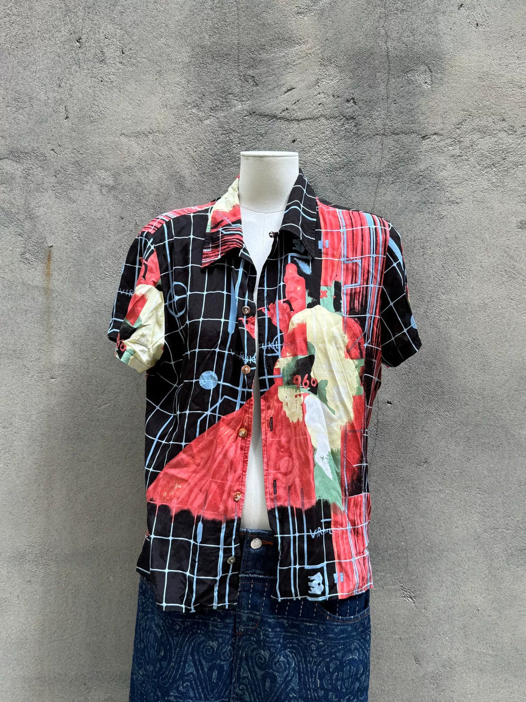 96SS Jean Paul Gaultier Psychedelic Portrait Short Sleeve Shirt