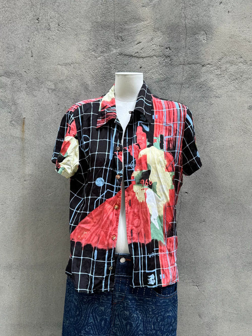 96SS Jean Paul Gaultier Psychedelic Portrait Short Sleeve Shirt