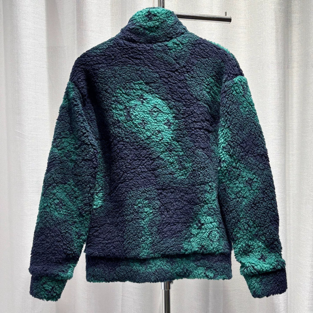 Louis Vuitton Long Sleeve Hoodie Camo All-Over Print Zip Stand Collar Wool Green Jacket