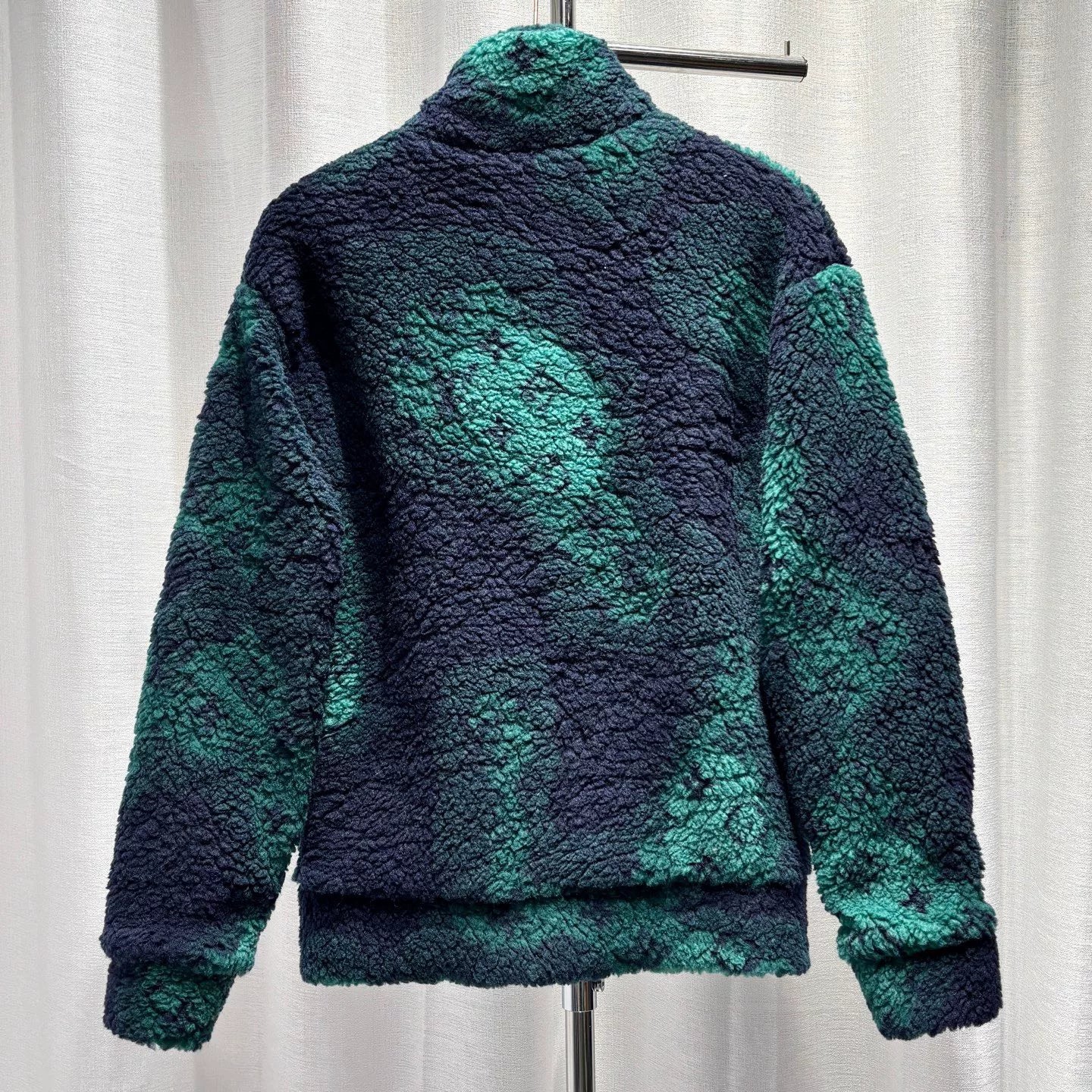 Louis Vuitton Long Sleeve Hoodie Camo All-Over Print Zip Stand Collar Wool Green Jacket