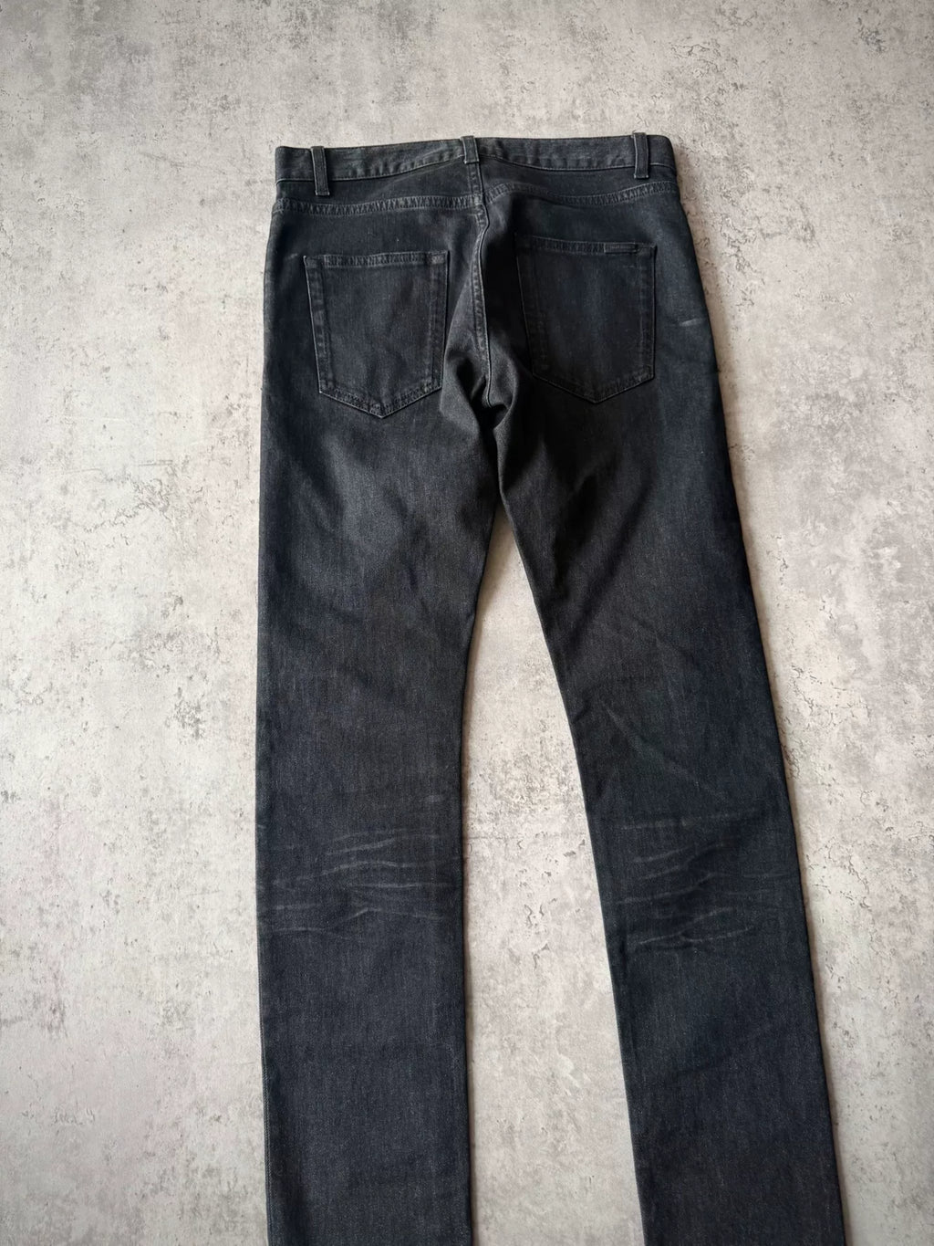 Saint Laurent Paris AW20 Black Washed Ghost Claw Raw Edge Denim Jeans