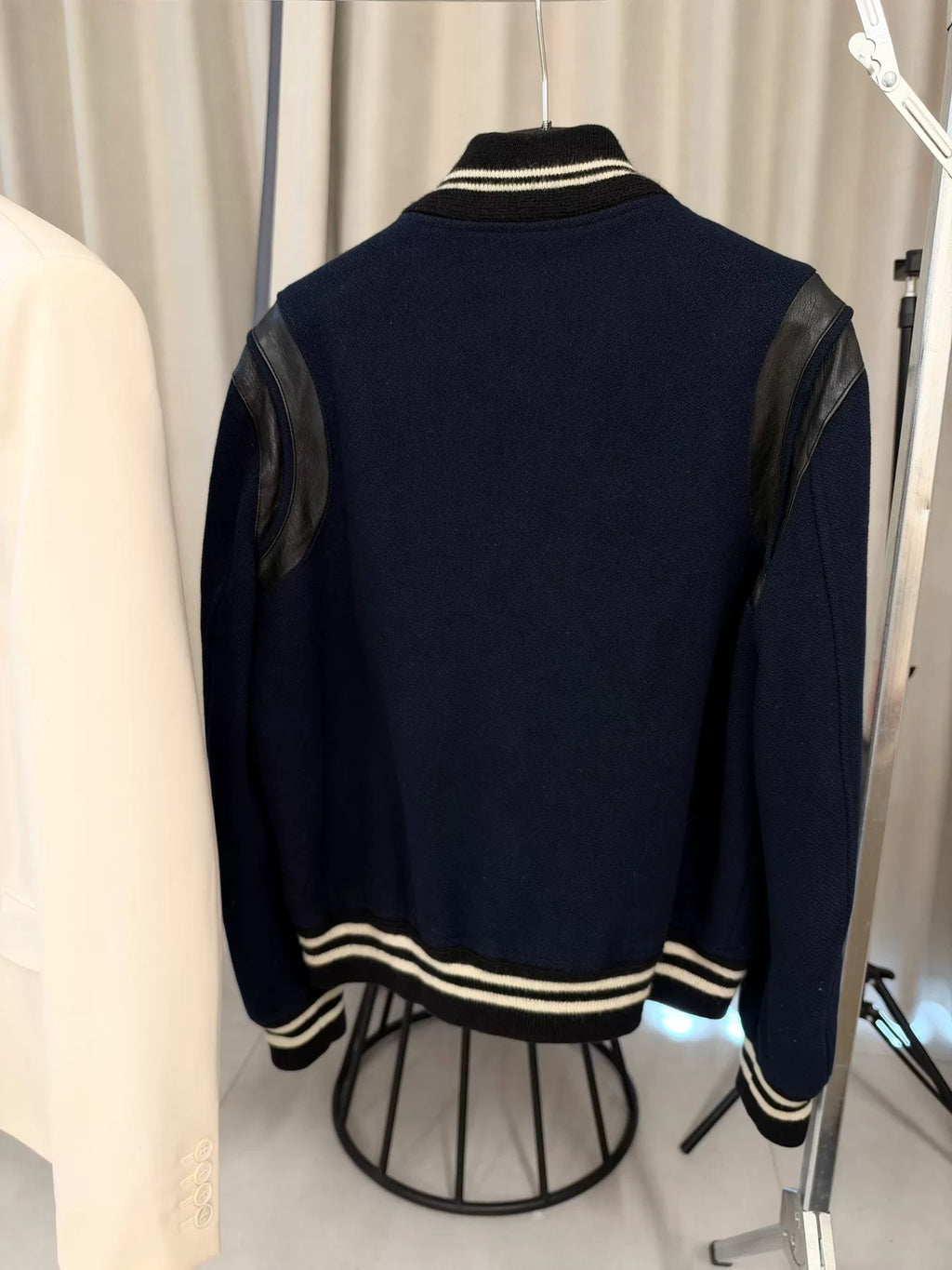 Saint Laurent FW14 Navy Blue Teddy Wool Jacket by Hedi Slimane