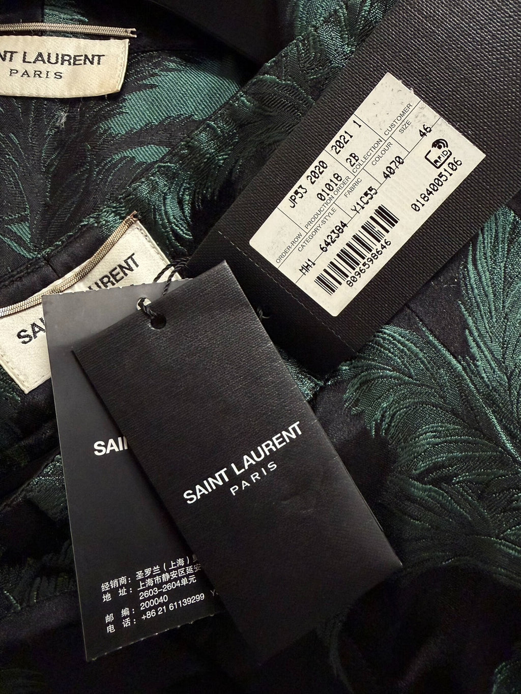 Saint Laurent Paris SS21 Palm Jacquard Silk Suit