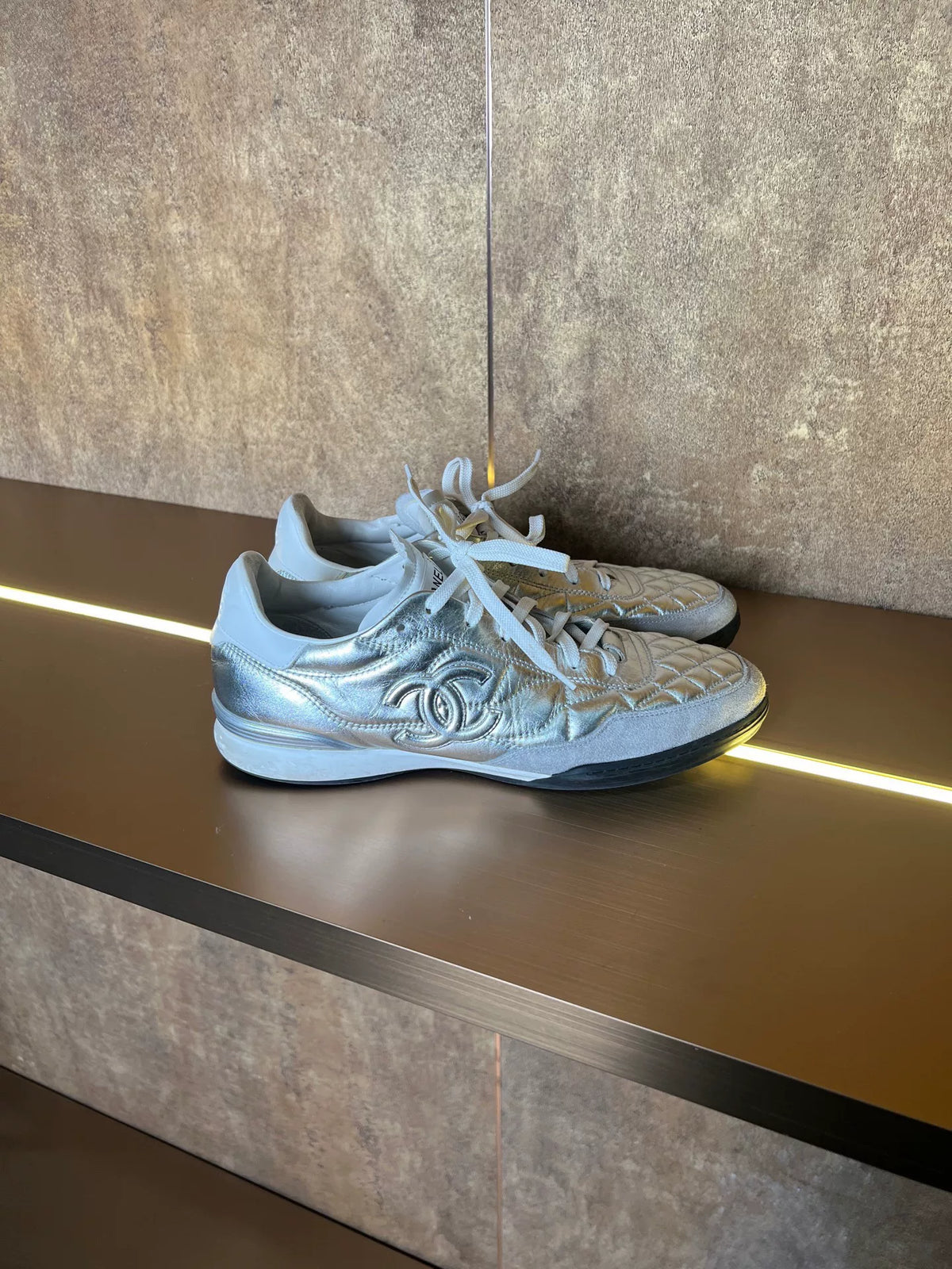 Chanel Silver German Army Trainers