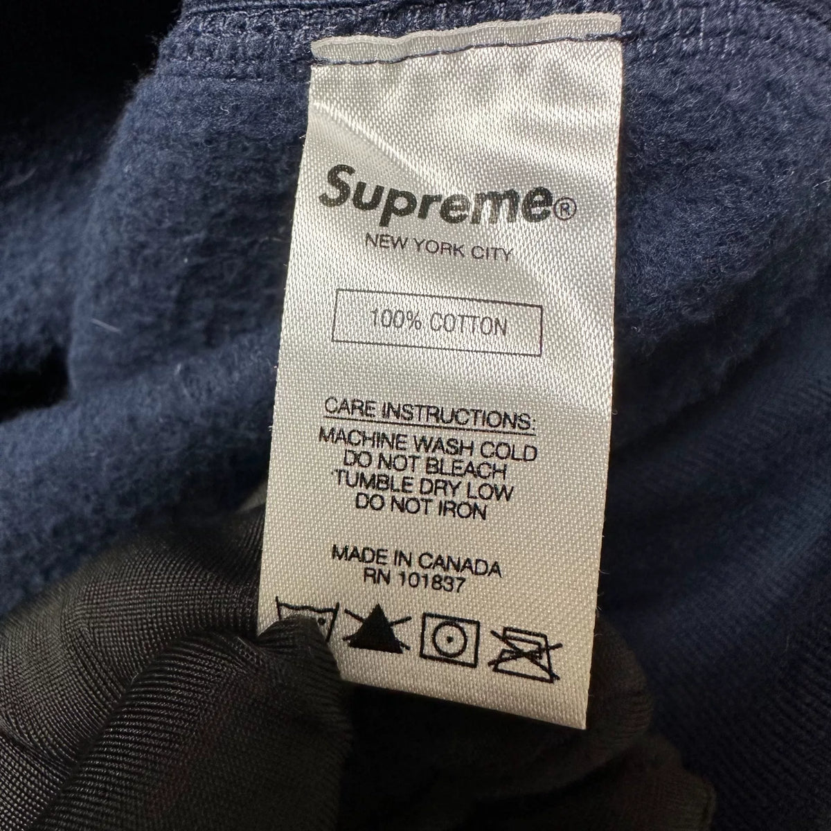 Supreme Navy Arabic Logo Embroidered Cotton Sweater