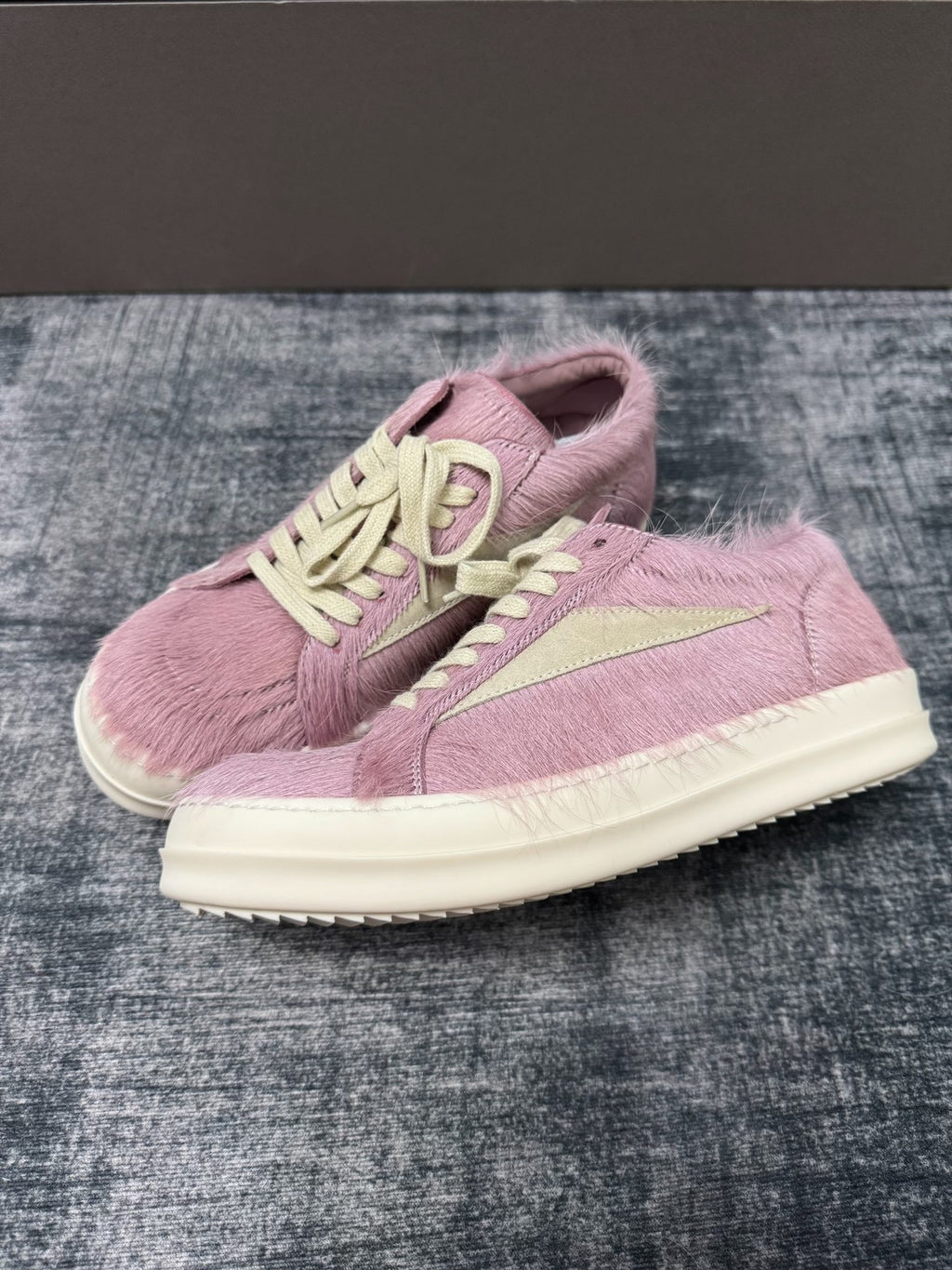 Rick Owens Pink fur sneakers
